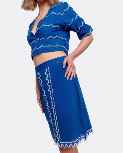 FALDA MINI POPELÍN AZUL