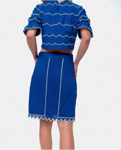 FALDA MINI POPELÍN AZUL