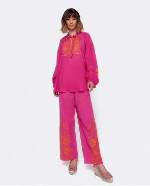 PANTALON MIDI ALGODON FUCSIA