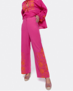 PANTALON MIDI ALGODON FUCSIA 2