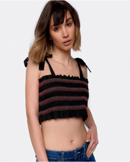TOP ELASTICO ALGODON NEGRO