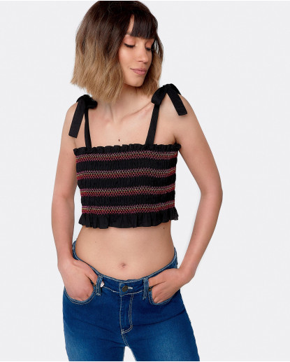 TOP ELASTICO ALGODON NEGRO