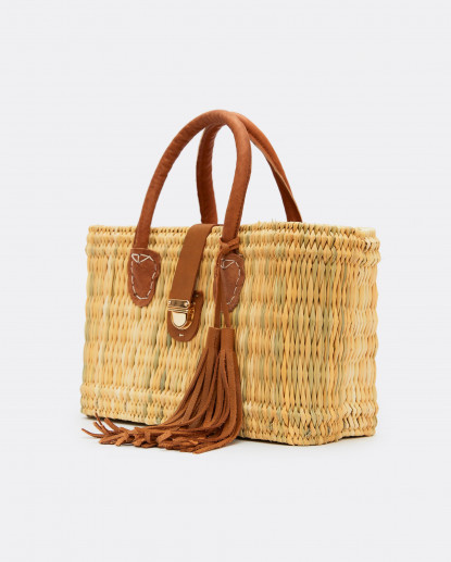 CAPAZO CUADRADO PEQUEÑO RAFIA BEIG