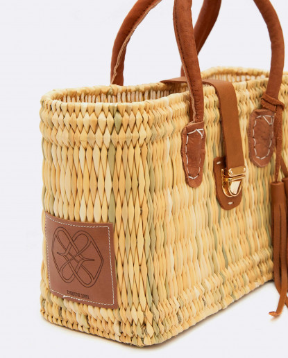 CAPAZO CUADRADO PEQUEÑO RAFIA BEIG