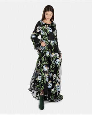 VESTIDO GASA FLORES VERDE