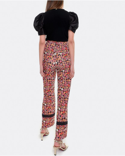 PANTALÓN ANCHO PUNTO ESTAMPADO FLORES...