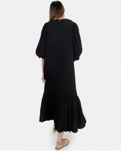 VESTIDO MIDI MANGAS VOLUMEN TECNICO...