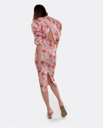 FALDA TUBO LARGO MIDI CREP ESTAMPADO...