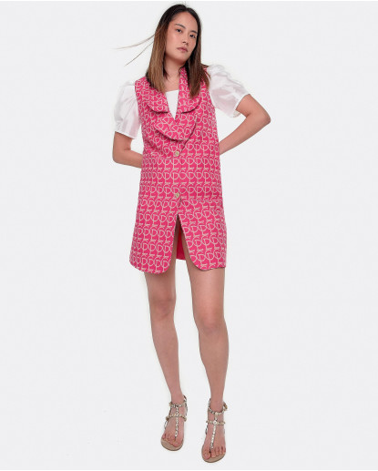 CHALECO CUELLO SOLAPA JACQUARD CLP ROSA