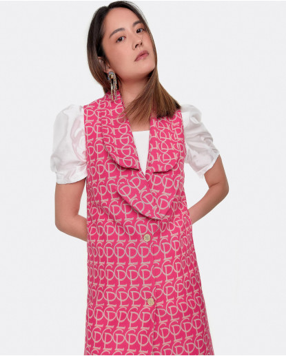 CHALECO CUELLO SOLAPA JACQUARD CLP ROSA