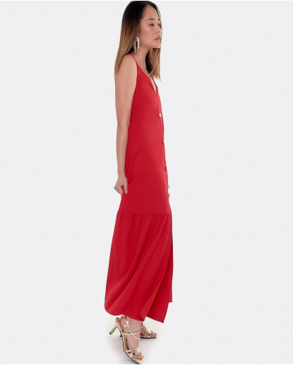 VEST.VOLANTE BAJO CREP ROJO