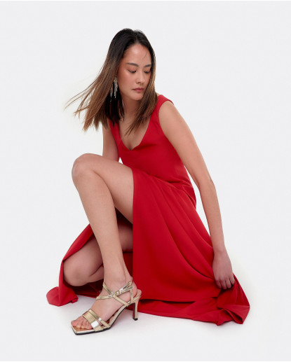 VEST.VOLANTE BAJO CREP ROJO