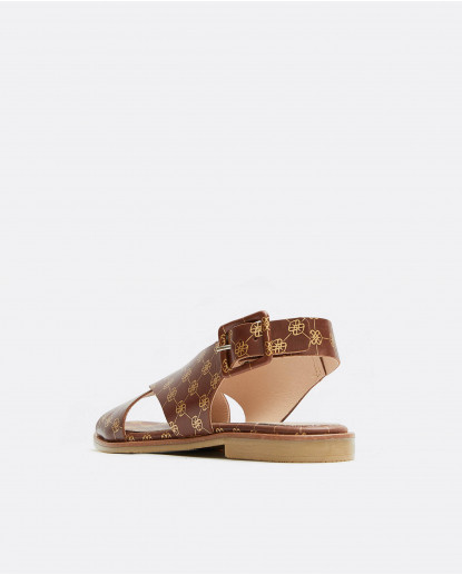 SANDALIA PLANA NAPA LOGOS MARRON