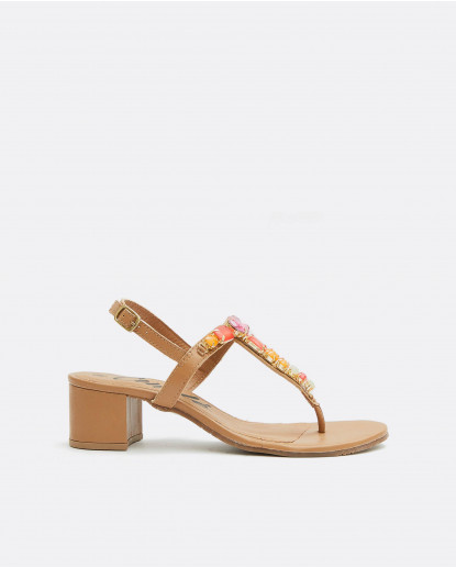 SANDALIA TACON  PEDRERIA NAPA CUERO