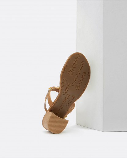 SANDALIA TACON  PEDRERIA NAPA CUERO