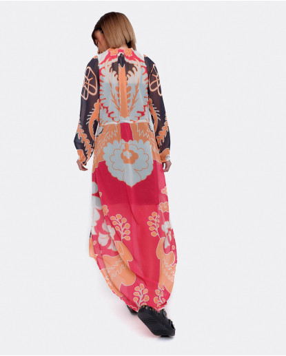 VESTIDO VOLANTE GASA ESTAMPADO VALIENTE