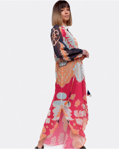 VESTIDO VOLANTE GASA ESTAMPADO VALIENTE