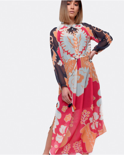 VESTIDO VOLANTE GASA ESTAMPADO VALIENTE