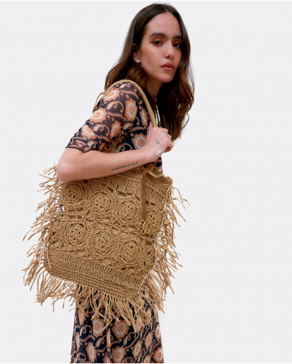 BOLSO HIPPIE RAFIA NATURAL RAFIA ORO