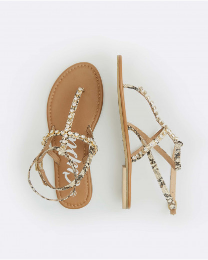 SANDALIA PLANA TIRAS Y BRILLANTES...