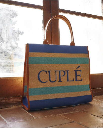 BOLSO SHOPPER RIGIDO TEJIDO RAYAS