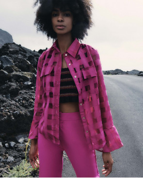 CAMISA ORGANZA FUCSIA