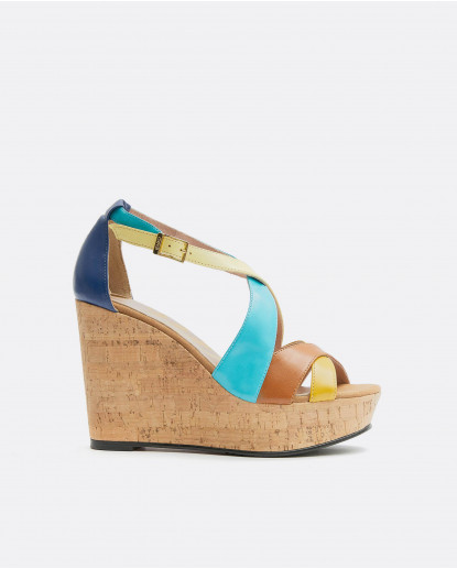 CUÑA TIRAS NAPA MULTICOLOR