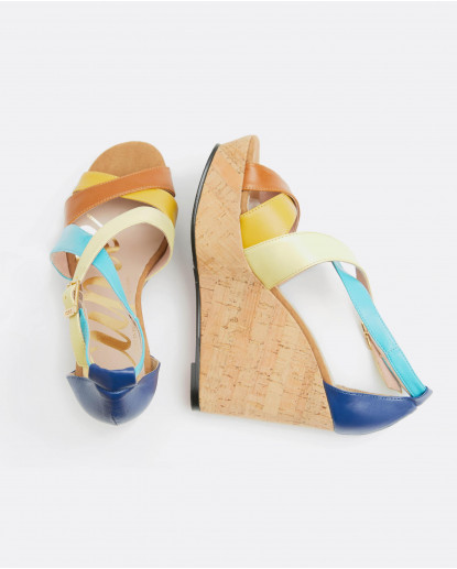 CUÑA TIRAS NAPA MULTICOLOR