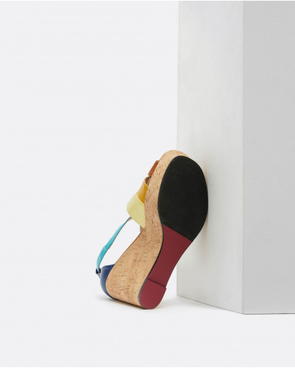 CUÑA TIRAS NAPA MULTICOLOR