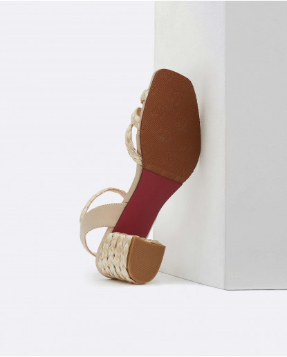 SANDALIA TIRAS RAFIA BEIG