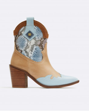 BOTIN COW NAPA AZUL TRICOLOR