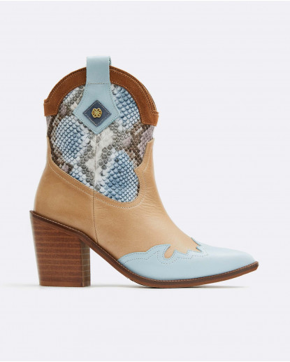 BOTIN COW NAPA AZUL TRICOLOR
