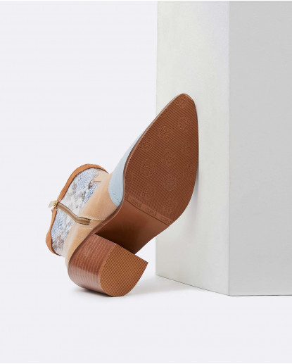 BOTIN COW NAPA AZUL TRICOLOR