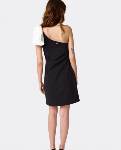 VESTIDO LAZADA CREP NEGRO/BLANCO