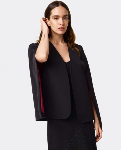 CHAQUETA CAPA CREP NEGRO