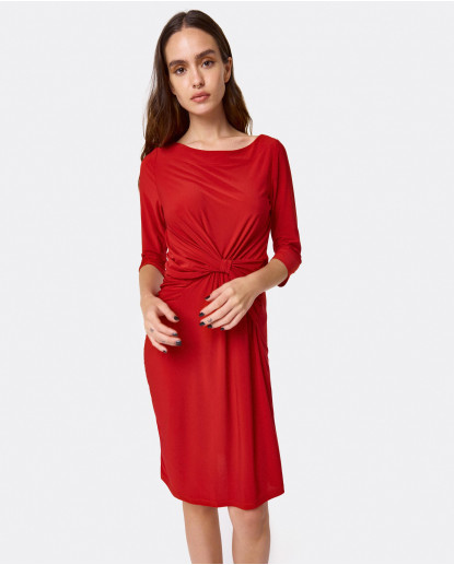 VESTIDO DRAPEADO PUNTO ROJO