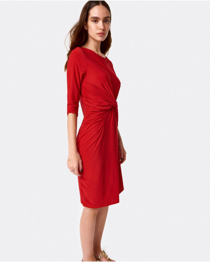 VESTIDO DRAPEADO PUNTO ROJO