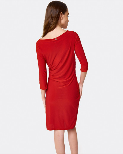 VESTIDO DRAPEADO PUNTO ROJO