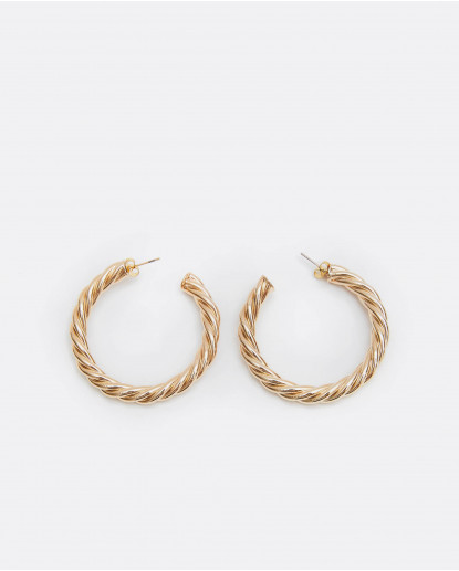 PENDIENTES ARO TRENZA METAL ORO