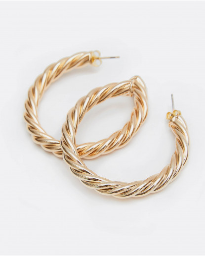 PENDIENTES ARO TRENZA METAL ORO