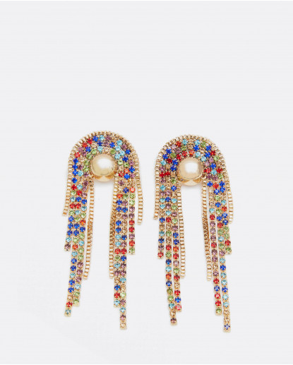 PENDIENTES LARGOS PIEDRAS MULTICOLOR
