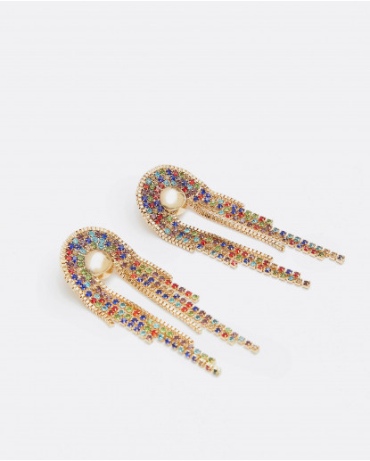 PENDIENTES LARGOS PIEDRAS MULTICOLOR