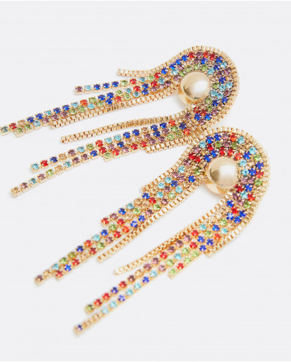 PENDIENTES LARGOS PIEDRAS MULTICOLOR