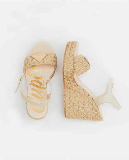 SANDALIA CUÑA FORRADA YUTE BEIG