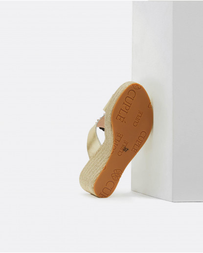 CUÑA CORTE EN H NAPA METALIZADO PLATINO