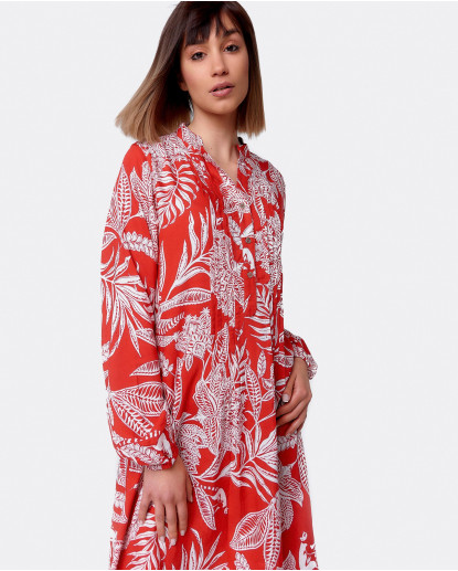 VESTIDO VISCOSA BLANCO ROJO