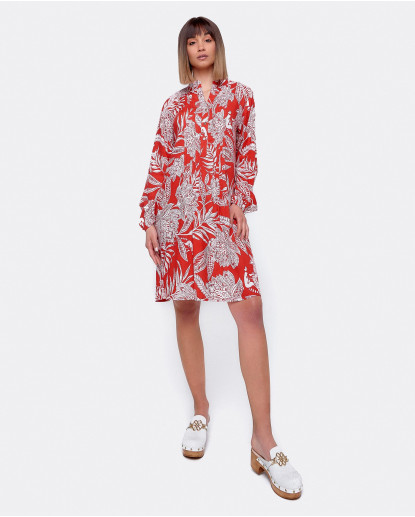 VESTIDO VISCOSA BLANCO ROJO