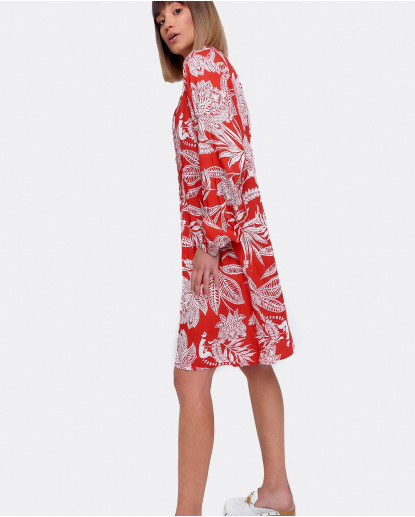 VESTIDO VISCOSA BLANCO ROJO