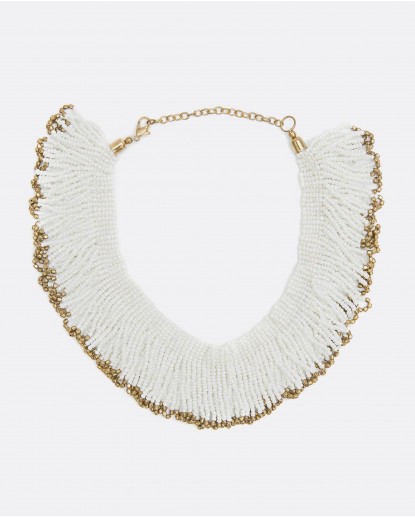 COLLAR FLECOS CUENTAS CUENTAS BLANCO