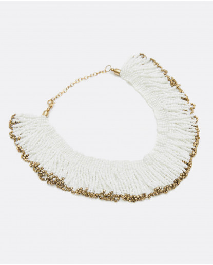 COLLAR FLECOS CUENTAS CUENTAS BLANCO